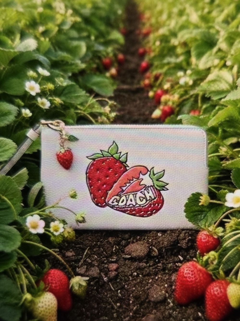 Coach Beige Wristlet with Gold Zipper
